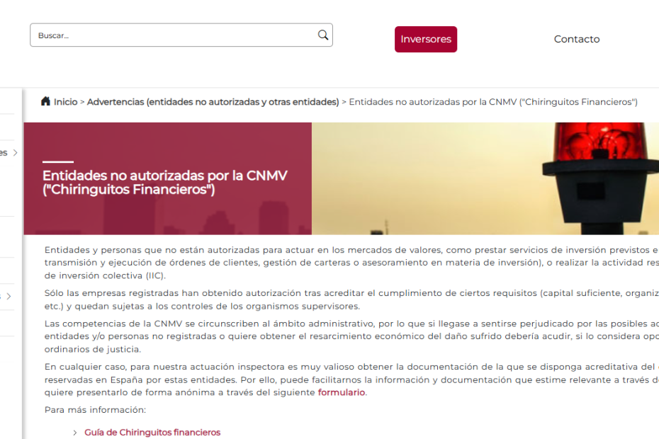 entidades no autorizadas CNMV chiringuitos financieros estafa inversión España