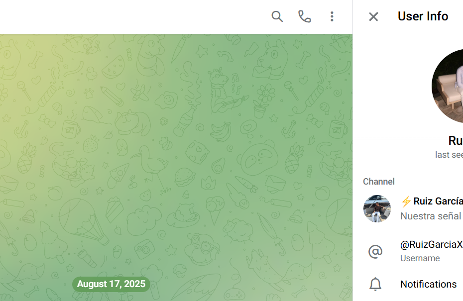 Ruiz García Señales estafa en Telegram análisis del canal @RuizGarciaX